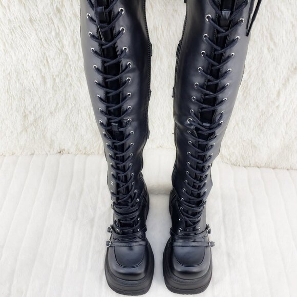 Thigh High Platform Goth Punk Rock Boots Shaker Stomper - Picture 3 of 17